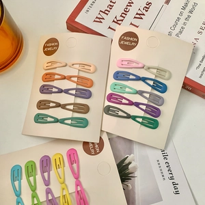Matte finish 3cm waterdrop snap hair clips in colorful macaron shades set for kids