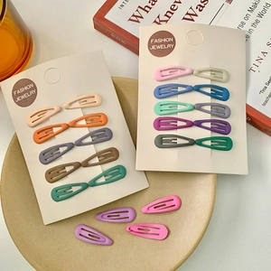 Matte candy-colored teardrop snap hair clips in a 10-piece set for women and girls
