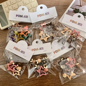 Star hair clip set with cute rabbit and fruit charms in vintage Morandi colors