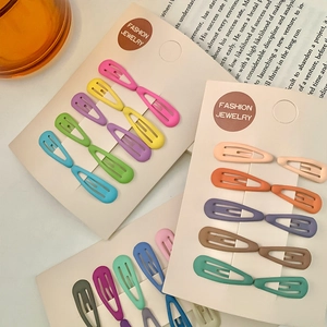 Set of 10 colorful 3cm matte teardrop BB hair clips on card for women and girls