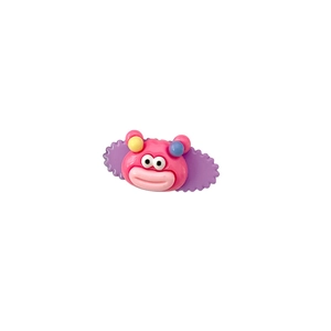 Cute pink cartoon bear hair clip with colorful purple base for girls forehead fringe
