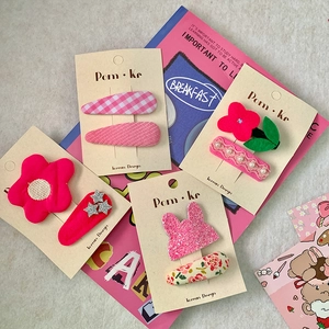 Douces Barrettes à Cheveux en Tissu Style Coréen pour Filles Rose Floral Plaid Paillettes Lapin Accessoires Cheveux Perle Artificielle