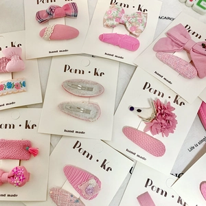 Lot de barrettes à cheveux roses avec nœuds et fleurs en dentelle pour petites filles
