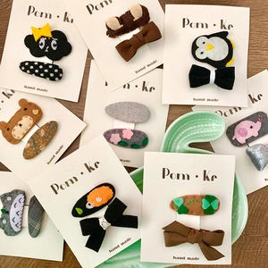 Handgefertigt Cartoon Tier Schleife Haarspangen Set Für Kinder Mädchen Stickerei Stoff Punktmuster Bär Elefant Pinguin Haarschmuck