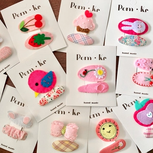 Pinces à Cheveux en Tissu pour Enfants Faites à la Main Animal de Dessin Animé Fleur Broderie Feutre Barrettes Filles Accessoires