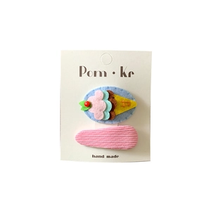 Süße bonbonfarbene Kinder-Haarspangen mit Eiscreme- und Cord-Designs im Set