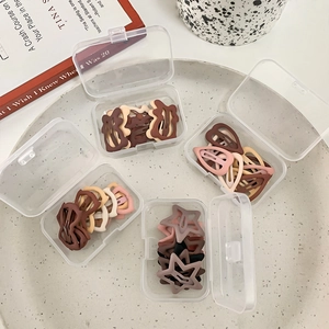 Matte Earth Tone Kids Hair Clips Star Heart Bear Shapes BB Clips With Storage Box Girls Decorative Hairpins Accessories