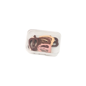 Morandi tone matte metal hair clips set in a transparent storage box for girls