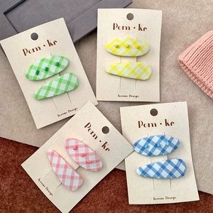 Sweet Gingham Fabric Hair Clips For Girls Korean Style Plaid Pattern Hair Pins Set Kids Fashion Daily Hair Accessories