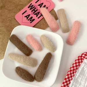 Sweet Plush Faux Mink Fur Hair Clips For Kids Girls Knitted Fabric Geometric BB Clips Soft Warm Hair Pins Hair Accessories
