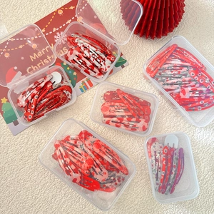 Lot de 6 jolies barrettes BB rouges avec motifs floraux et cerises en boîtes de rangement