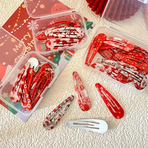 Lot de 10 barrettes BB rouges à motifs cerises pour filles dans leur boîte de rangement