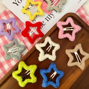 Dolce Fermaglio per Capelli a Stella in Maglia Fatto a Mano in Filato di Lana Clip a Becco d'Anatra Colorato a Forma di Stella Accessori per Capelli Moda Donna Ragazza
