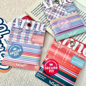 Pack of 10 high-elastic hair ties in colorful plaid patterns for girls and women