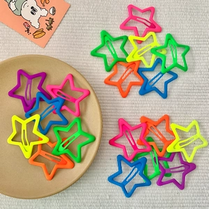 Neon Color Star Hair Clips Matte Metal Five-pointed Star BB Clips Sweet Hair Accessories For Girls Women Daily Hair Clips