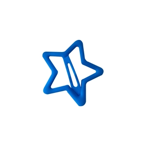 Fluorescent blue star shaped hair clip with a matte finish and secure snap closure