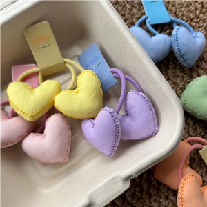 Élastiques à cheveux en tissu cœur macaron coloré pour filles avec bandes élastiques pastel