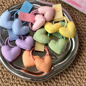 Lot de chouchous en peluche en forme de cœur aux couleurs pastel pour enfants et filles