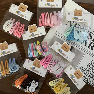 Cute cartoon animal hair clips set featuring rabbit and bear designs for girls