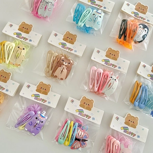 Cute Cartoon Animal Print Metal Hair Clip Hairpins With Elastic Rubber Bands Rabbit Cat Bear Butterfly Kids Girls Hair Accessories