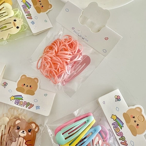 Colorful kids hair accessory set with cartoon BB clips and elastic rubber bands