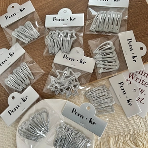 Fashion Shiny Silver Glitter Star Heart Geometric Hair Clips For Girls Women Korean Style Glittering Hairpins Barrettes Set