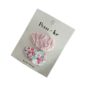 Set di fermagli per capelli in stile coreano con motivi floreali e ruches rosa chic