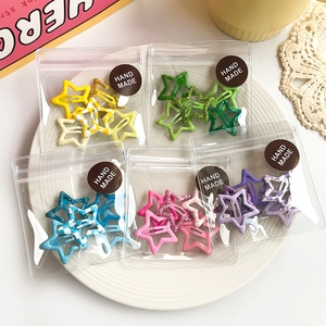 Lindas Pinzas para el Cabello con Forma de Estrella para Niños con Diseños de Cuadros y Purpurina Pasadores para Niñas