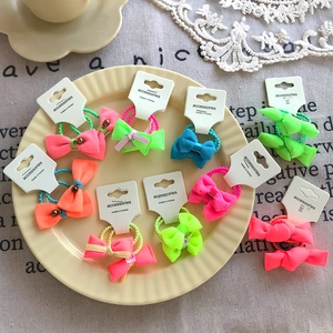 Lot de chouchous à nœuds en tissu pour enfants aux couleurs vives et acidulées