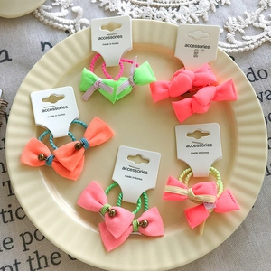 Lot de 5 chouchous colorés en tissu avec nœuds pour filles sur carte blanche