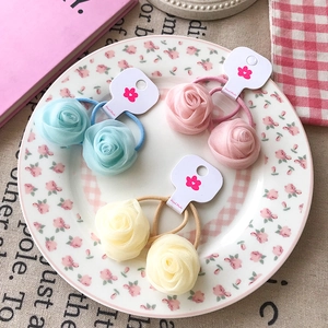 Handmade Sweet Rose Flower Scrunchies Mesh Lace Elastic Hair Ties For Girls Women Floral Hair Accessories Cute Hair Rope