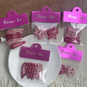 Barrettes à cheveux pailletées en forme d'étoile et de cœur rose et violette