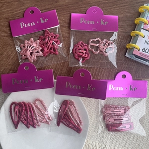 Lot de barrettes à paillettes en forme d'étoile et de cœur tons rose et violet