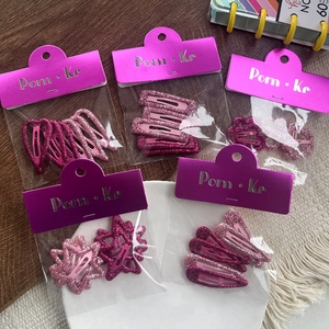 Lot de barrettes à cheveux pailletées en forme d'étoiles et cœurs rose et violet