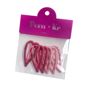 Lot de barrettes à cheveux coeur rose pailleté pour filles avec finition brillante