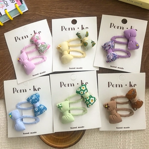 Simpatiche Mollette per Capelli a Fiocco per Ragazze in Tessuto Floreale Metallo Clip BB Fatte a Mano Accessori per Capelli