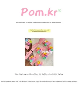 Detail showing colorful butterfly hair clips with size measurements and packaging info