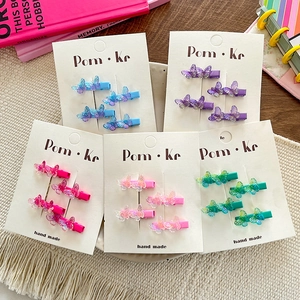 Kids Cute Gradient Butterfly Hair Clips Translucent Bowknot Side Hairpins Sweet Colorful Metal Acrylic Girls Hair Accessories