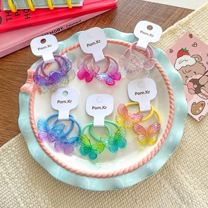 Cute Butterfly Hair Ties Gradient Transparent Sweet Hair Accessories For Kids Girls Handmade Elastic Horse Tail Hair Rings