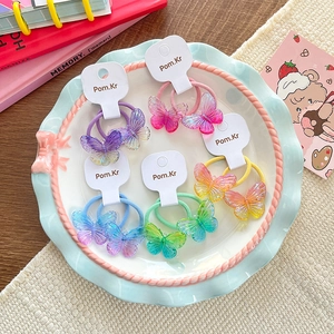 5-pack colorful butterfly hair ties with gradient translucent acrylic for girls