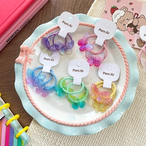 Set of colorful butterfly hair ties with gradient resin charms for girls and toddlers