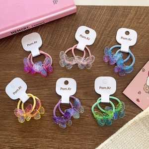 Set of 6 colorful gradient butterfly hair ties with high-elastic bands for girls