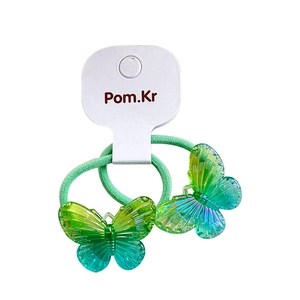 Cute gradient butterfly hair ties in translucent yellow-green and blue colors set