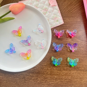 Barrettes papillon transparentes en résine dégradée pour filles lot de douze pièces