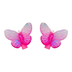 Paire de pinces à cheveux papillon en résine irisée dégradée rose pour filles