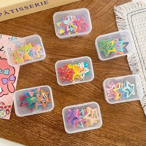 Colorful star hair clips set in transparent gift boxes with macaron glitter and dots