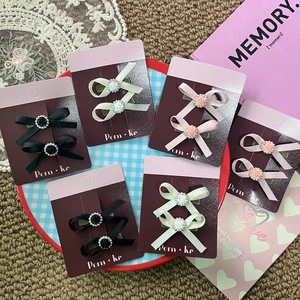 Set de pinzas para el pelo con lazos, rosas y perlas para niñas, 4 pares multicolores