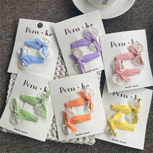 Dolci Fermagli per Capelli con Fiocco in Pizzo per Ragazze Clip BB in Tessuto Fatti a Mano Accessori per Capelli Floreali