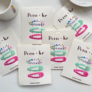 Lot de trois barrettes BB colorées style dopamine avec motifs fleurs, rayures et pois