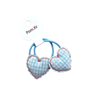 Child cartoon hair ties set featuring blue gingham heart charms with high elasticity